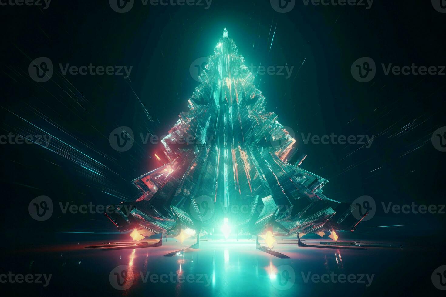 neon Kerstmis boom lichten. genereren ai foto