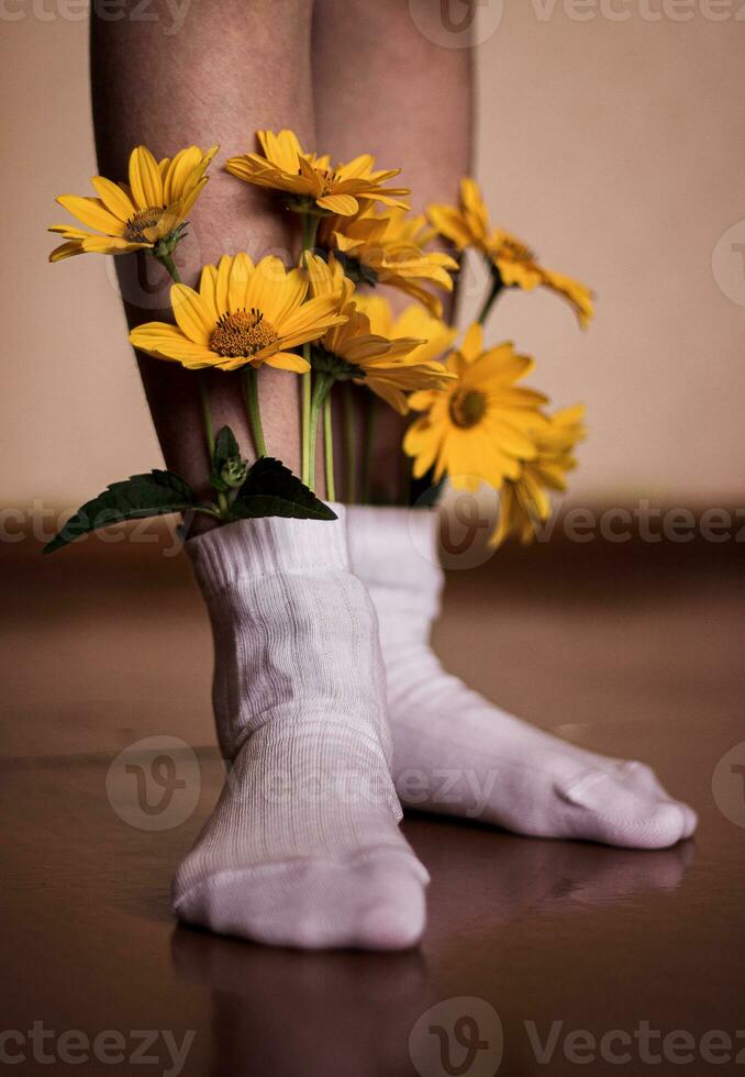 bloemen in sokken zomer geluk foto