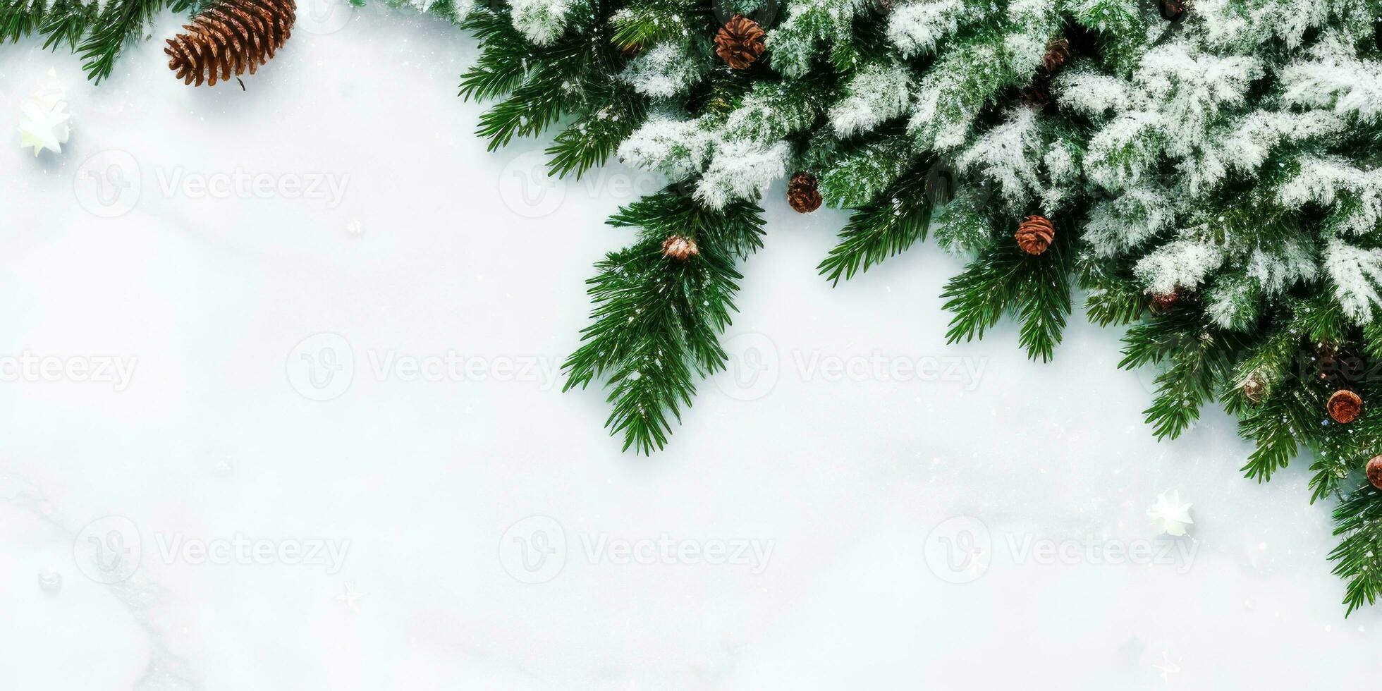 Kerstmis boom takken en ornamenten geïsoleerd Aan wit achtergrond, generatief ai. foto