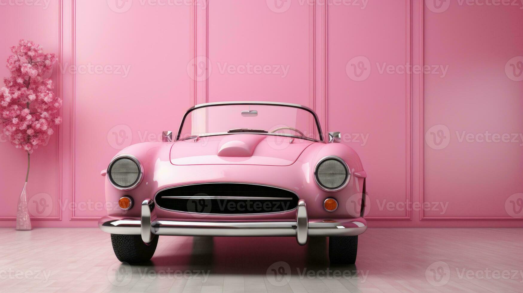 retro klassiek roze auto behang foto