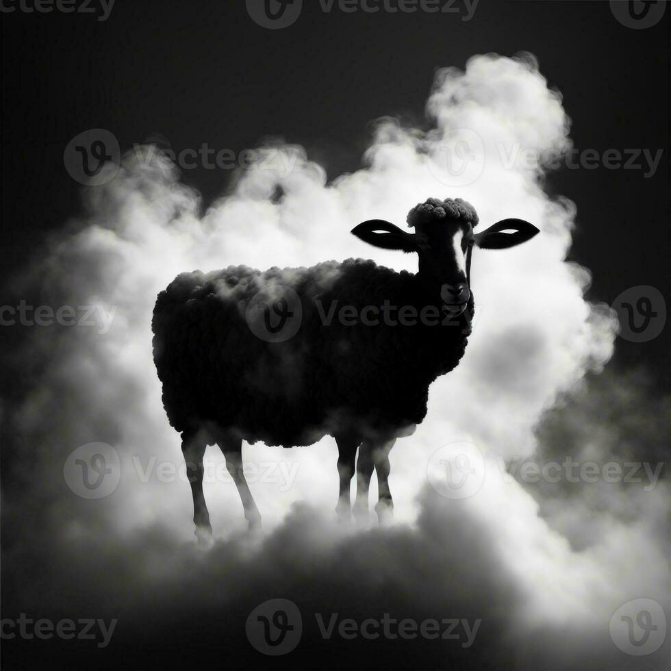 silhouet van schapen met rook foto