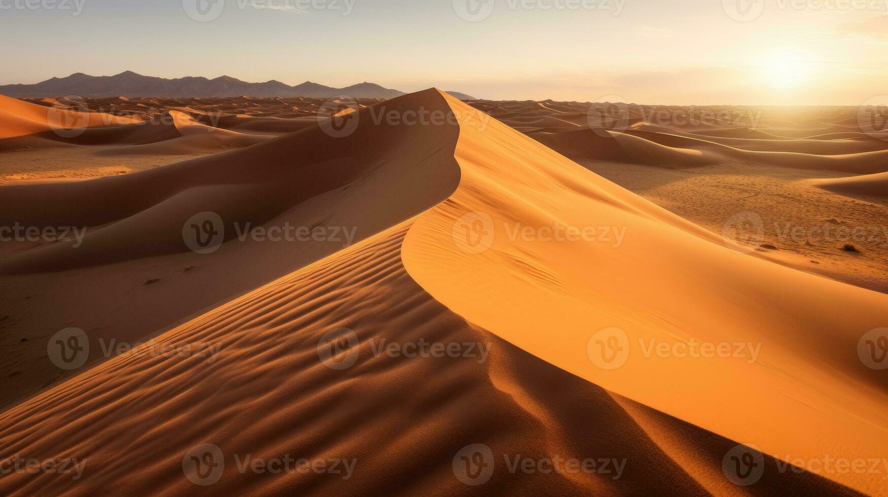 zand duinen in de woestijn ai gegenereerd foto