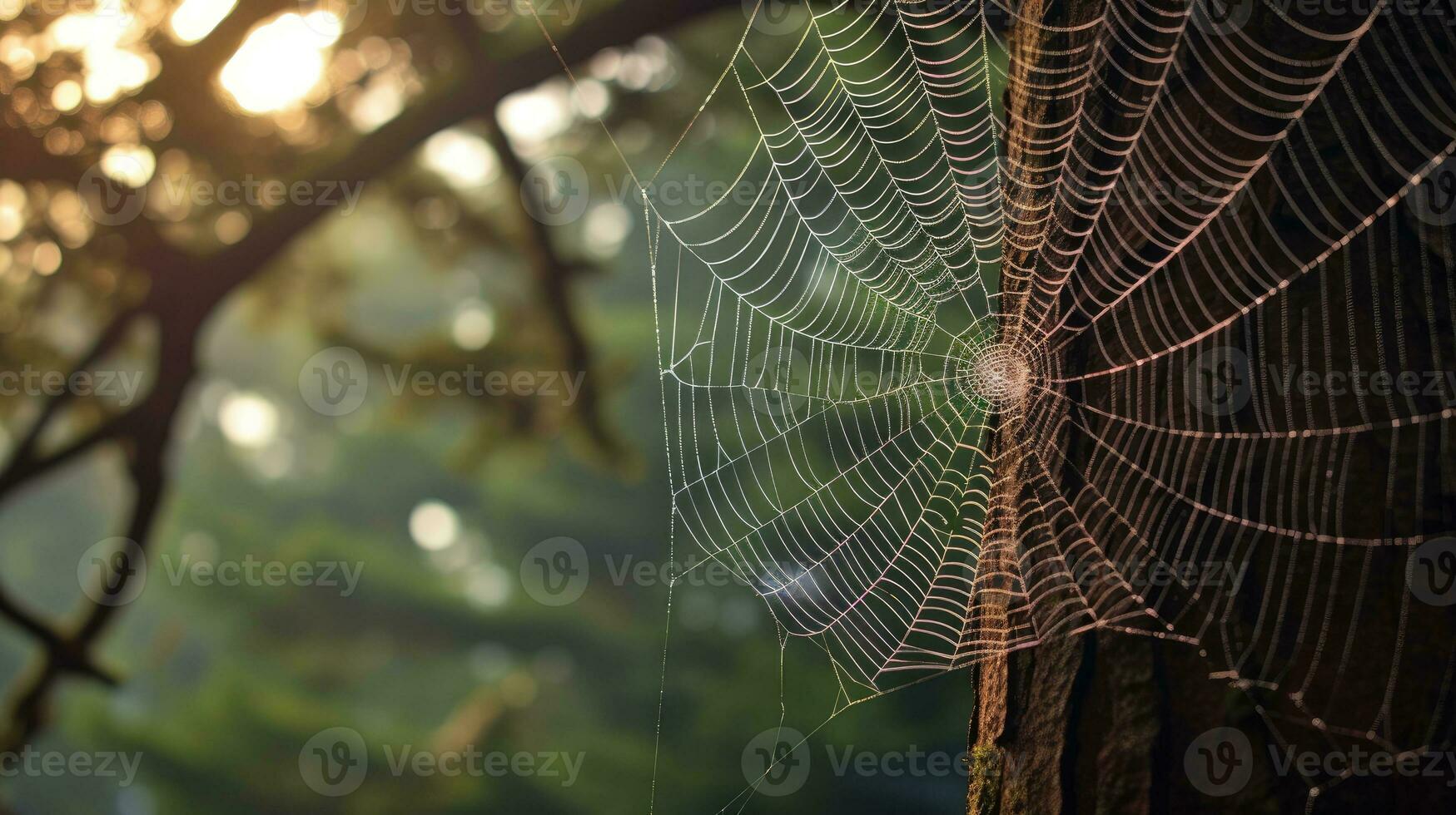 spin web Aan boom ai gegenereerd foto