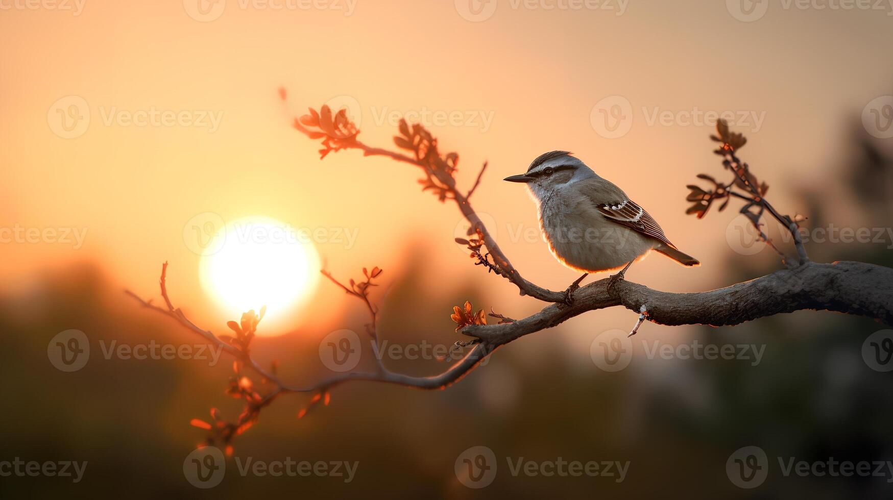 vogel neergestreken Aan een boom Afdeling ai gegenereerd foto