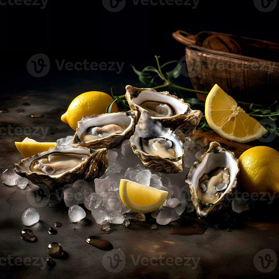 vers oesters met citroen ai gegenereerd foto