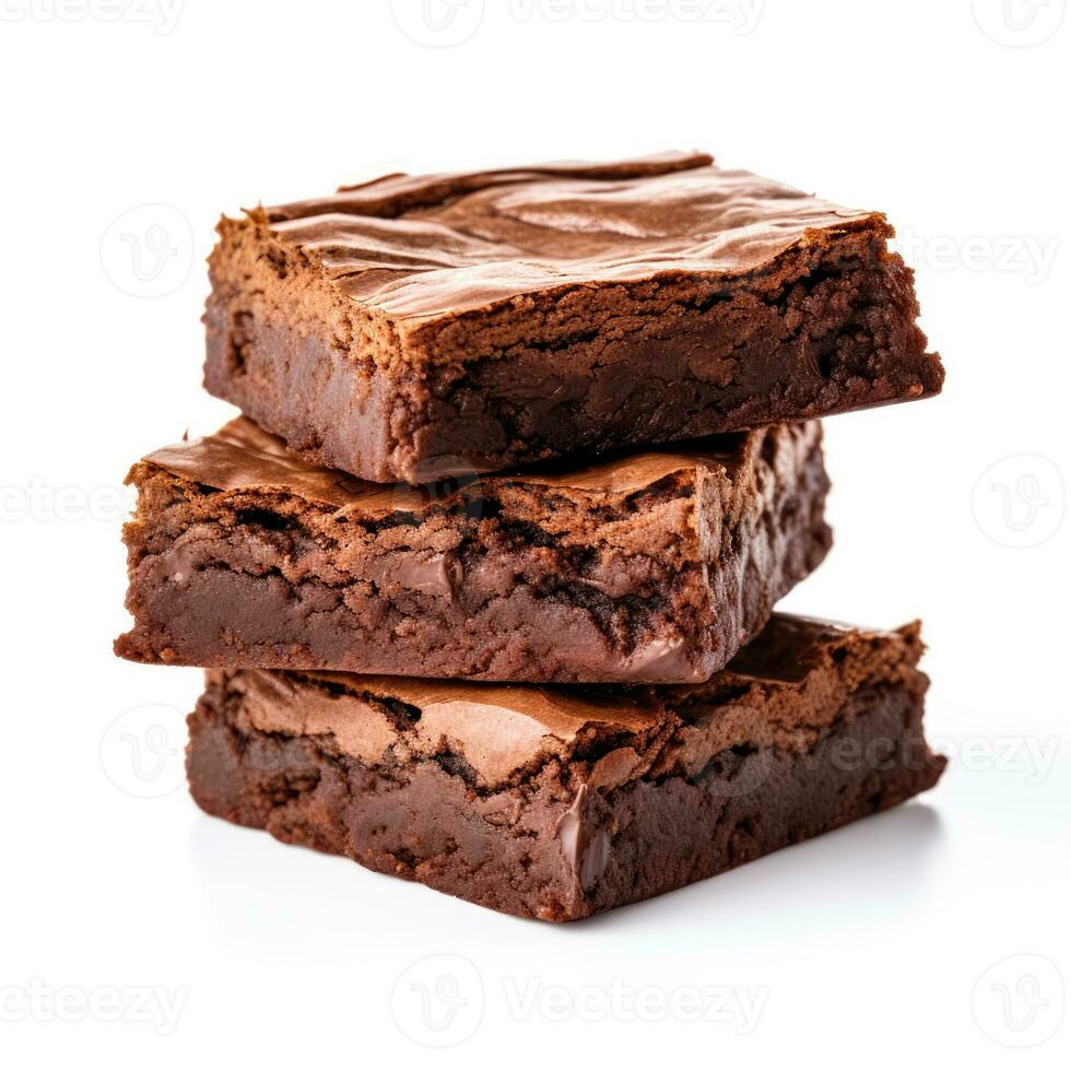 heerlijk brownies geïsoleerd Aan wit achtergrond foto