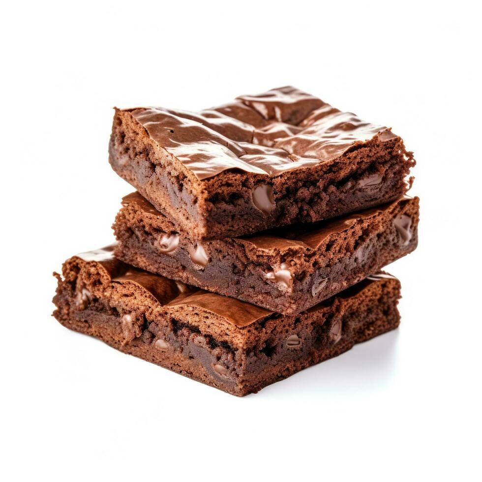 heerlijk brownies geïsoleerd Aan wit achtergrond foto