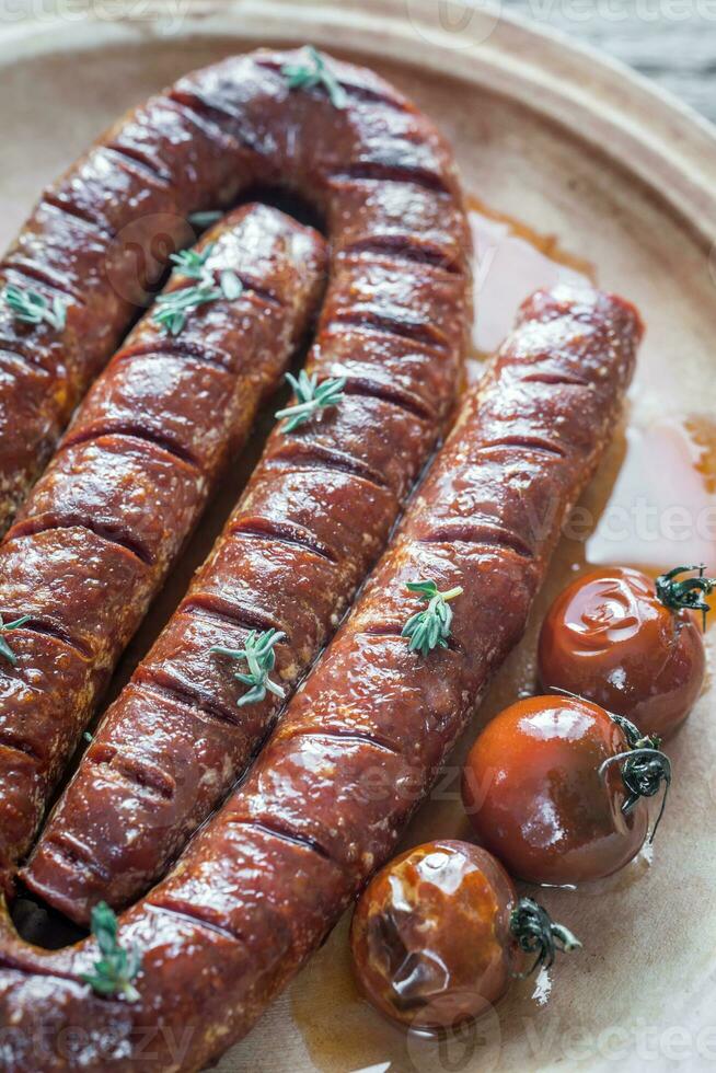 geroosterd chorizo met kers tomaten foto