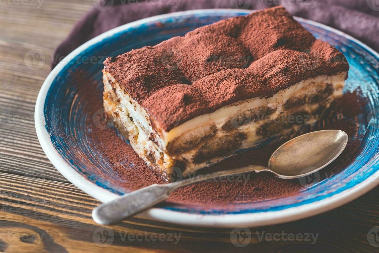 deel van tiramisu toetje foto