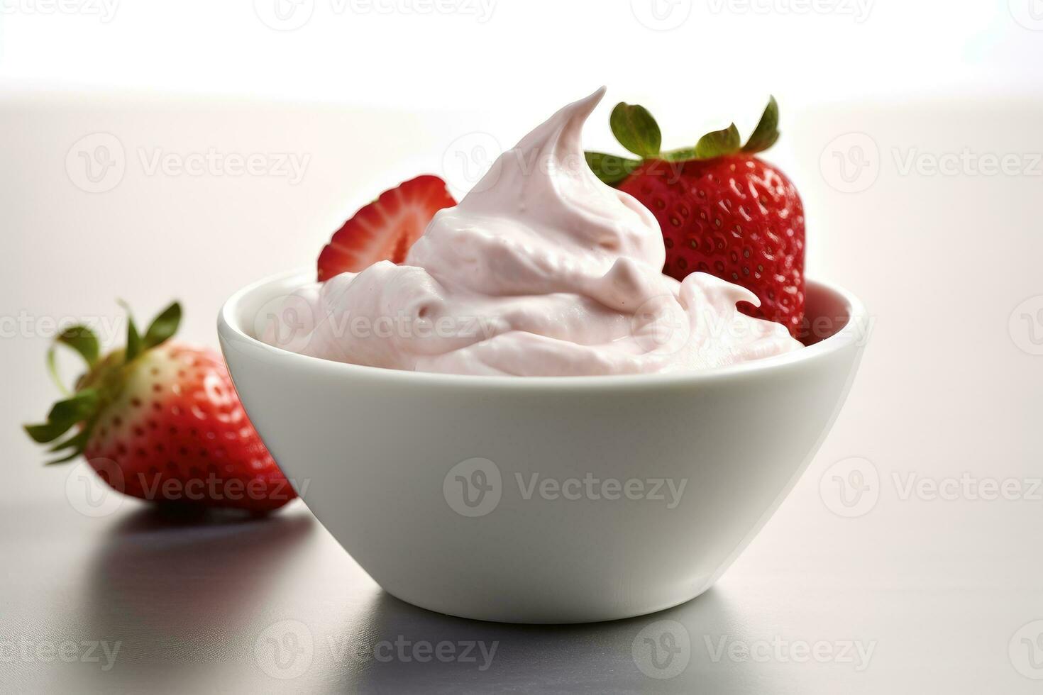 aardbei yoghurt voedsel fotografie ai gegenereerd foto