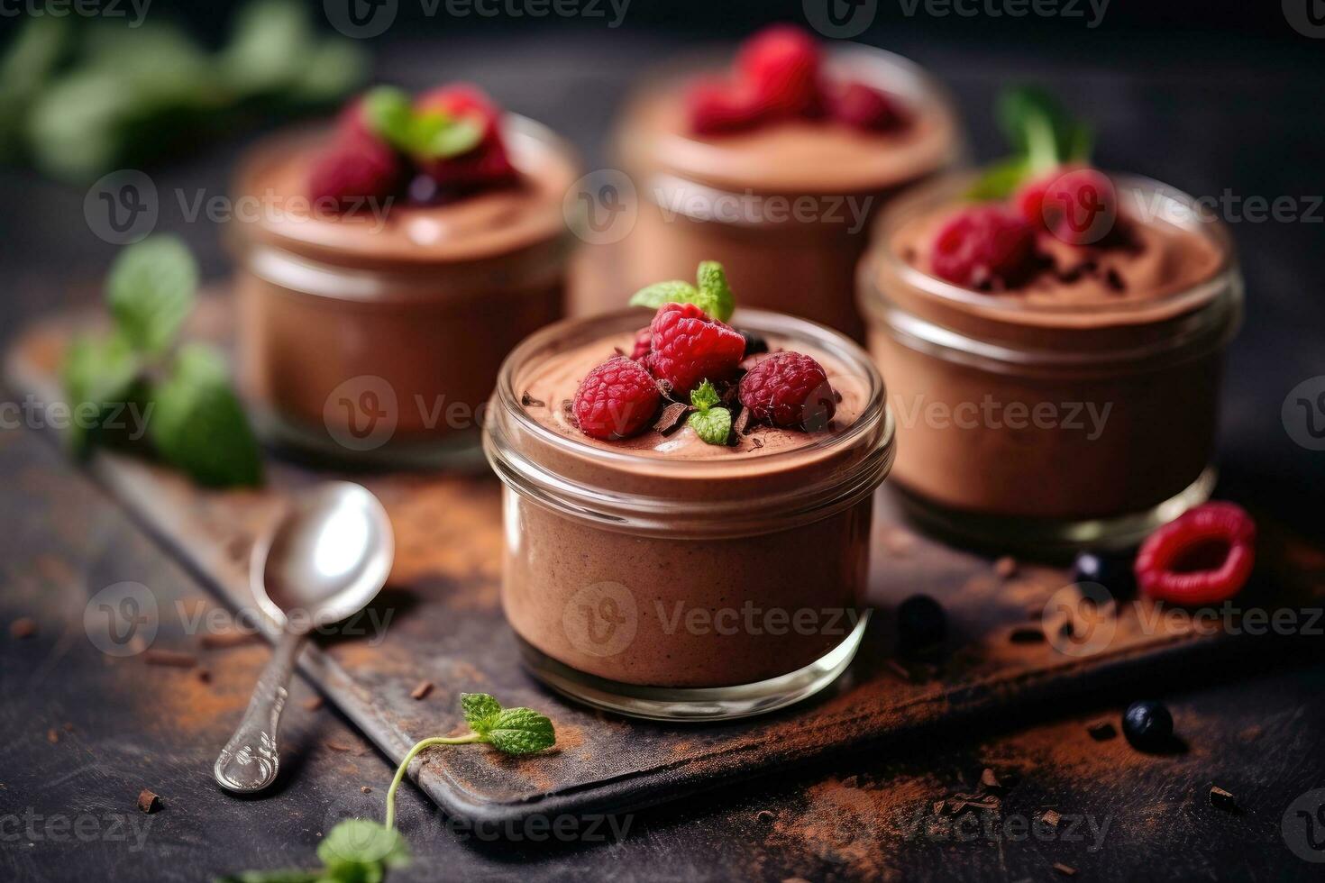 mousse in de keuken tafel voedsel fotografie ai gegenereerd foto