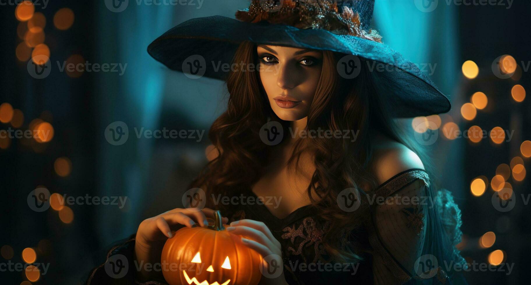 halloween achtergrond met heks foto