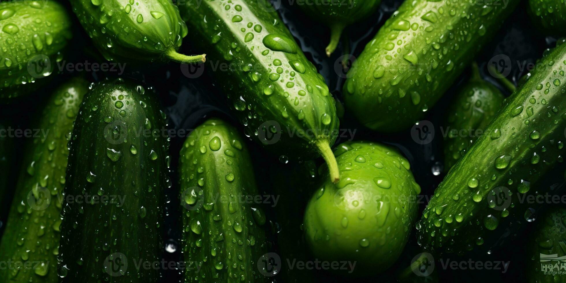 ai gegenereerd. ai generatief. eco groen vers komkommers. veganistisch fabriek oogst boerderij. grafisch kunst foto