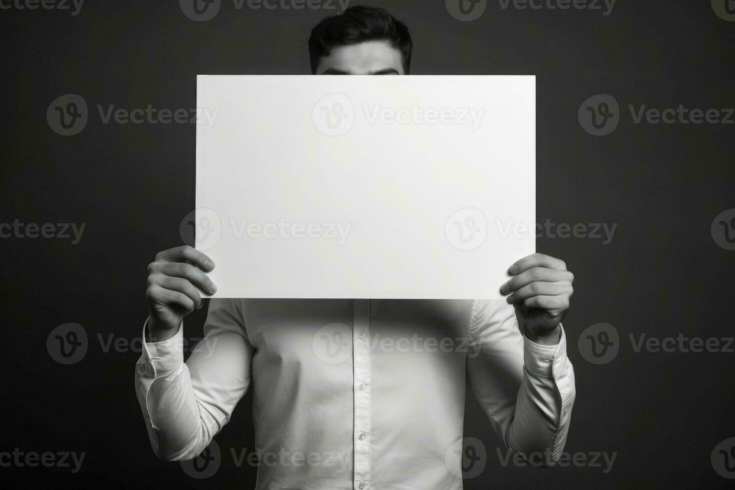 een Mens Holding een wit bord foto
