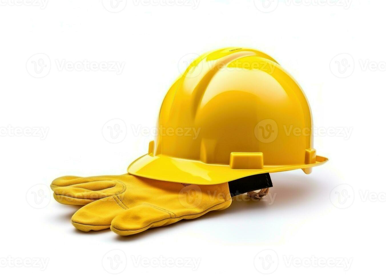 een geel harde hoed en handschoen geïsoleerd foto