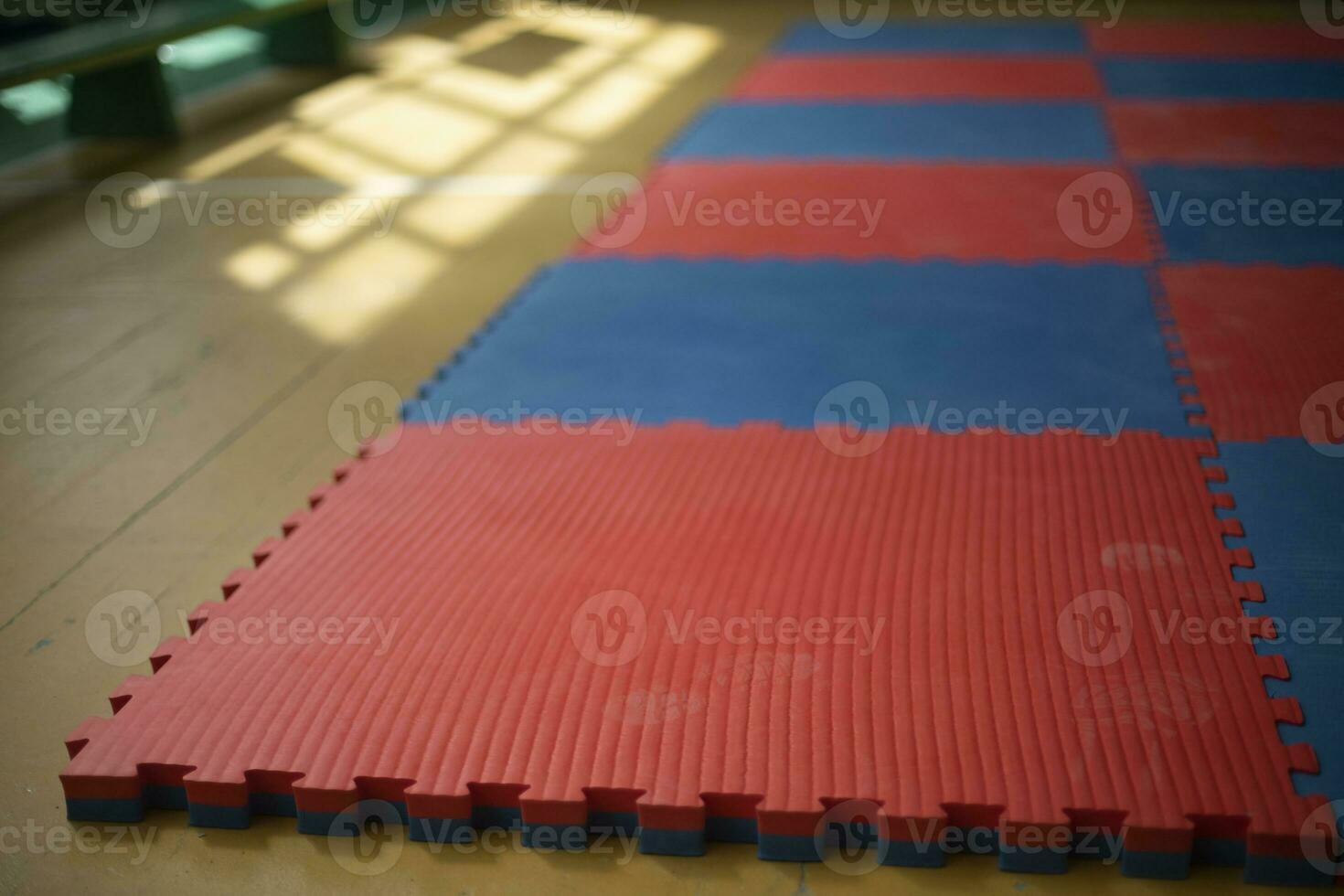 matten in Sportschool. plaats naar werk uit. zacht coating Aan vloer. foto