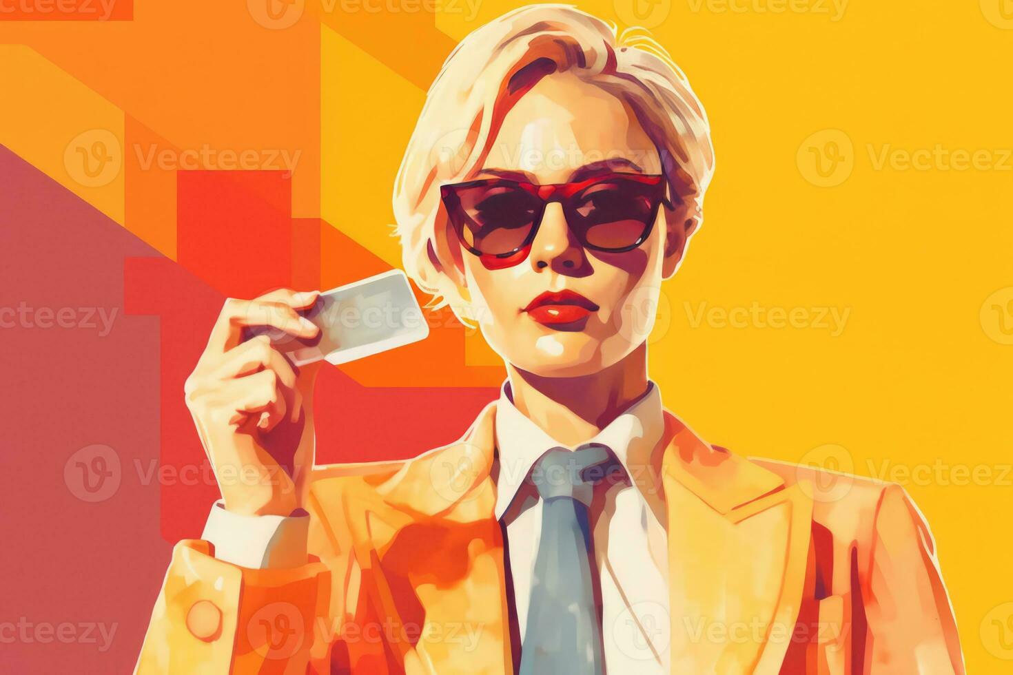 vrouw bedrijf professioneel poseren met haar credit kaart foto