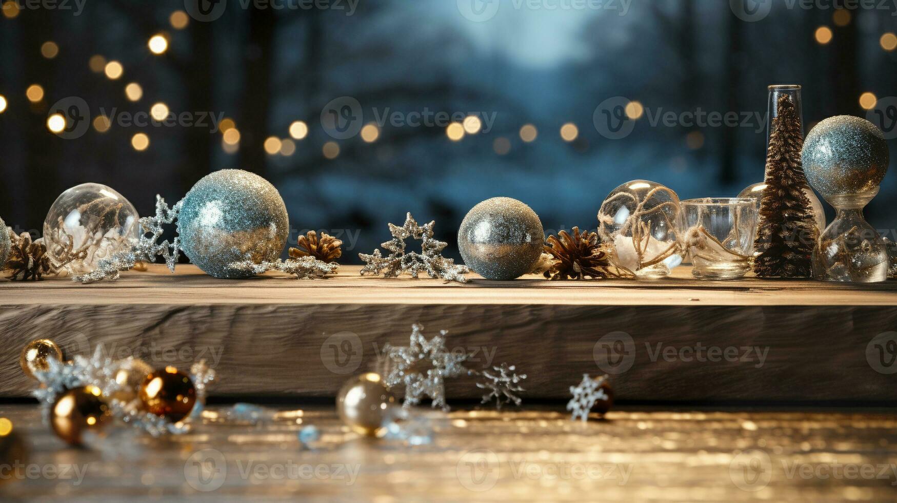 Kerstmis themed decoratief leeg houten baseren voor Product item of tekst Scherm. foto