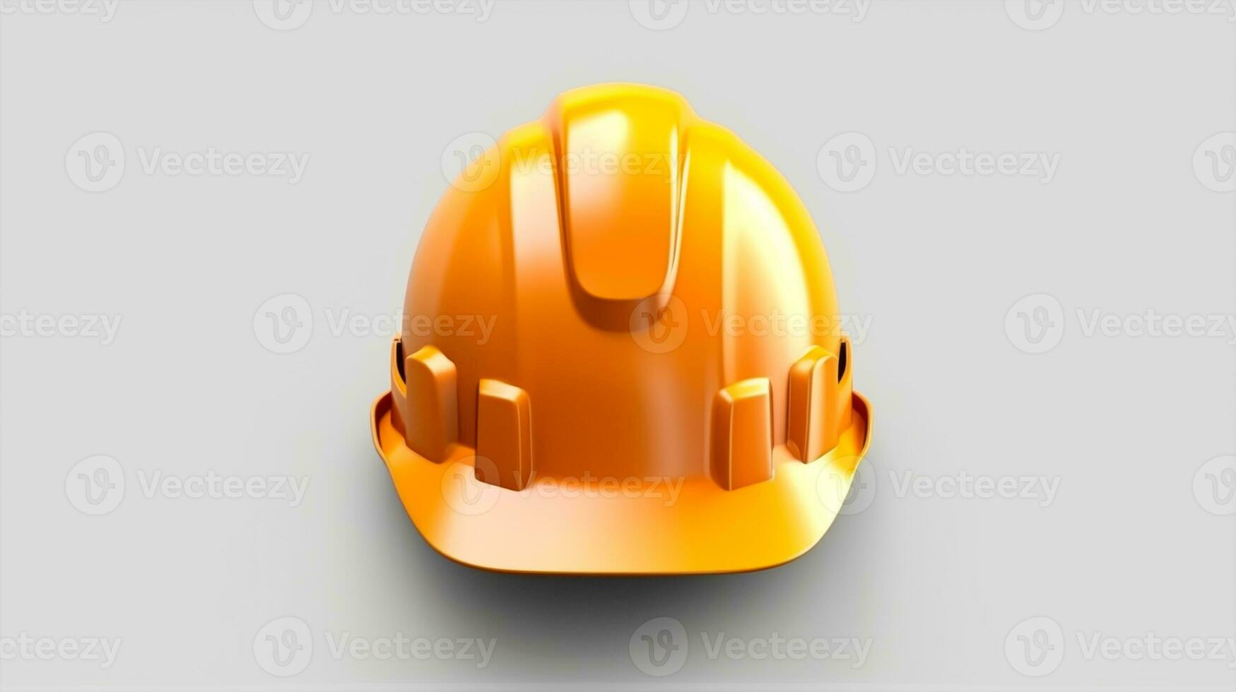 oranje veiligheid arbeid helm geïsoleerd Aan grijs achtergrond. arbeid dag concept, generatief ai foto