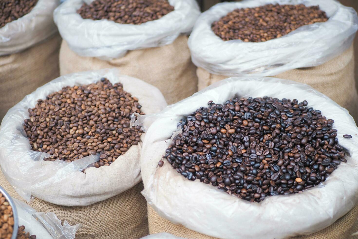 vers koffie bonen verkoop Bij Istanbul straat in een pot foto
