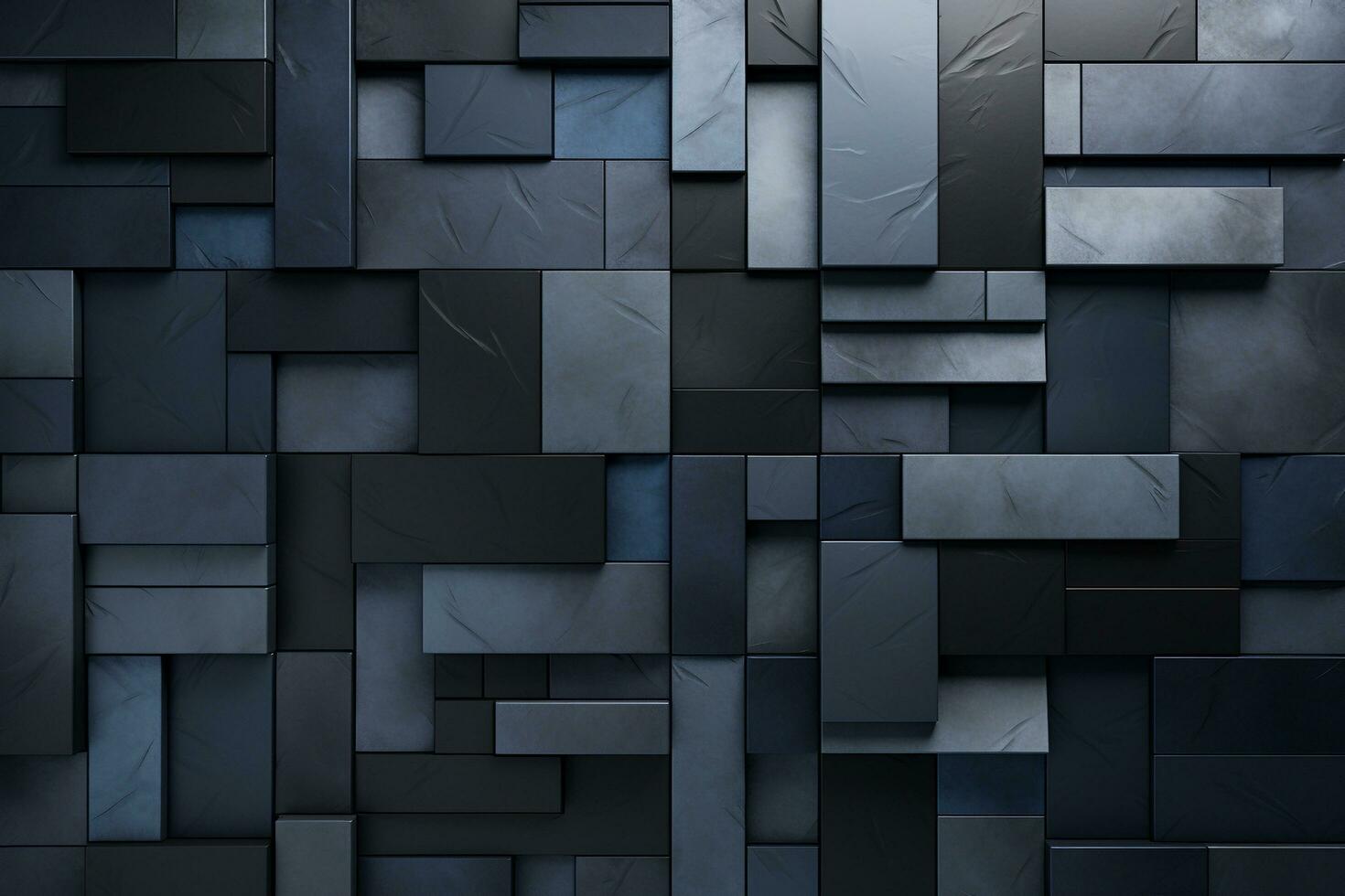 donker blauw abstract achtergrond gemaakt van kubussen met ai gegenereerd. foto