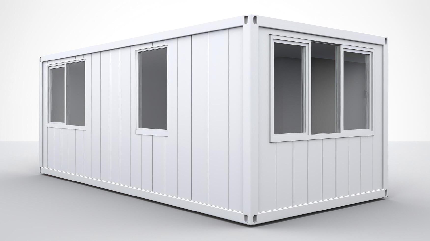 mobiel kantoor gebouwen of houder plaats kantoor voor bouw plaats. Verzending container. portable huis en kantoor hutten, generatief ai illustratie foto