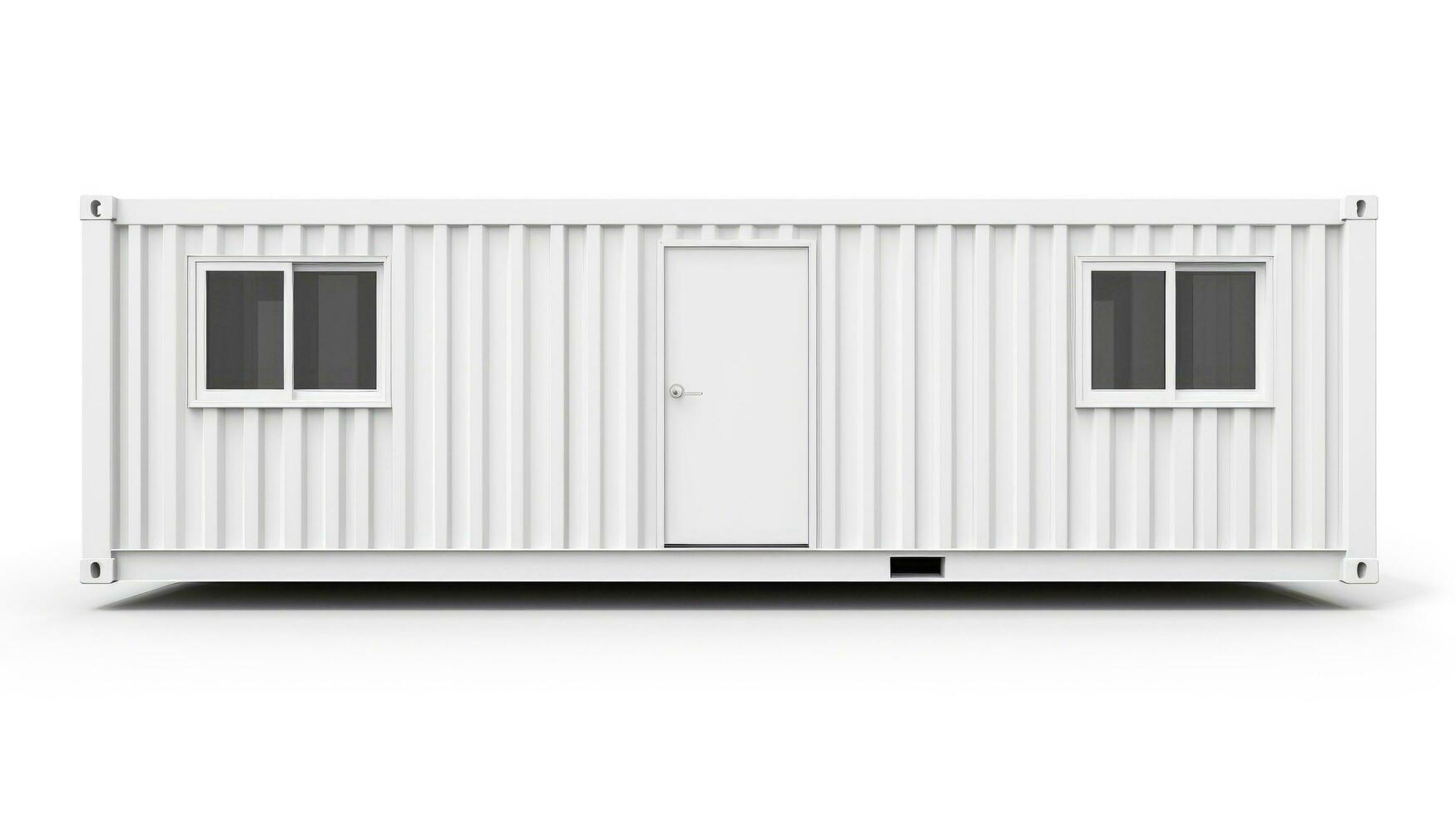 mobiel kantoor gebouwen of houder plaats kantoor voor bouw plaats. Verzending container. portable huis en kantoor hutten, generatief ai illustratie foto