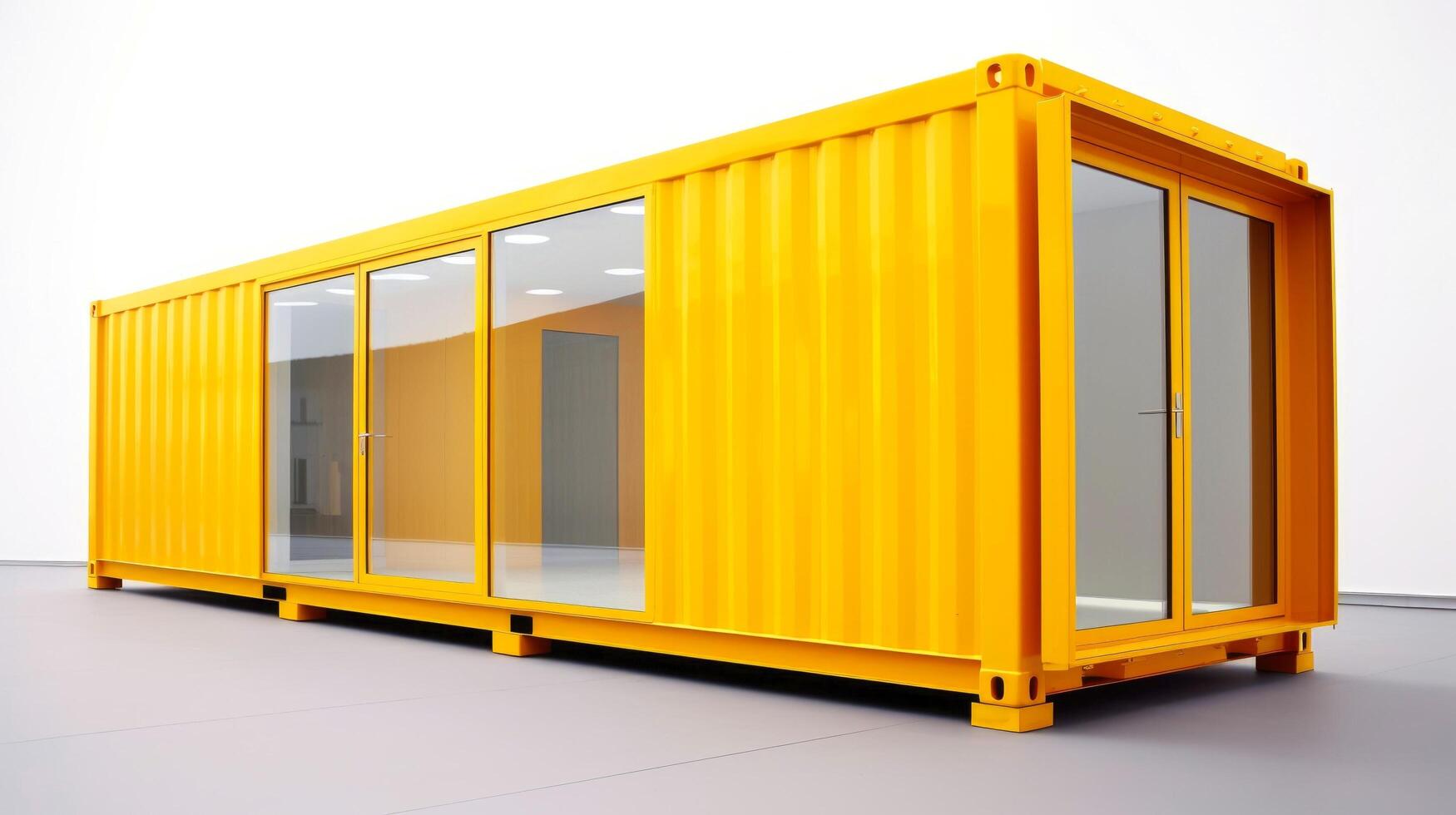 mobiel kantoor gebouwen of houder plaats kantoor voor bouw plaats. Verzending container. portable huis en kantoor hutten, generatief ai illustratie foto