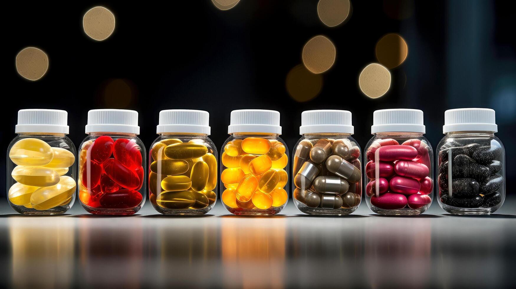 vitamine capsules. kabeljauw lever olie omega 3 gel capsules. vitamines, dieet supplementen, drugs, apotheek, geneeskunde en Gezondheid concept. capsule apotheek pil drug concept, generatief ai illustratie foto