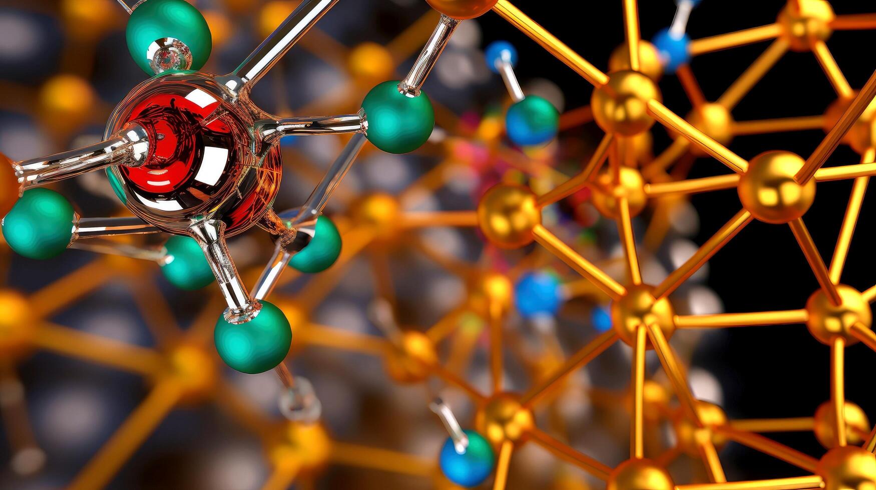 medisch studies van moleculair structuren. wetenschap in de onderhoud van menselijk. technologieën van de toekomst in onze leven. molecuul van geneeskunde model, generatief ai illustratie foto