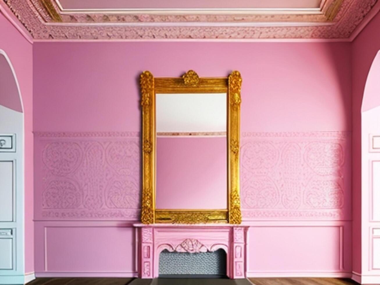 ai generatief. luxe een roze muur leeg kamer achtergrond, huis leven. ai gegenereerd foto