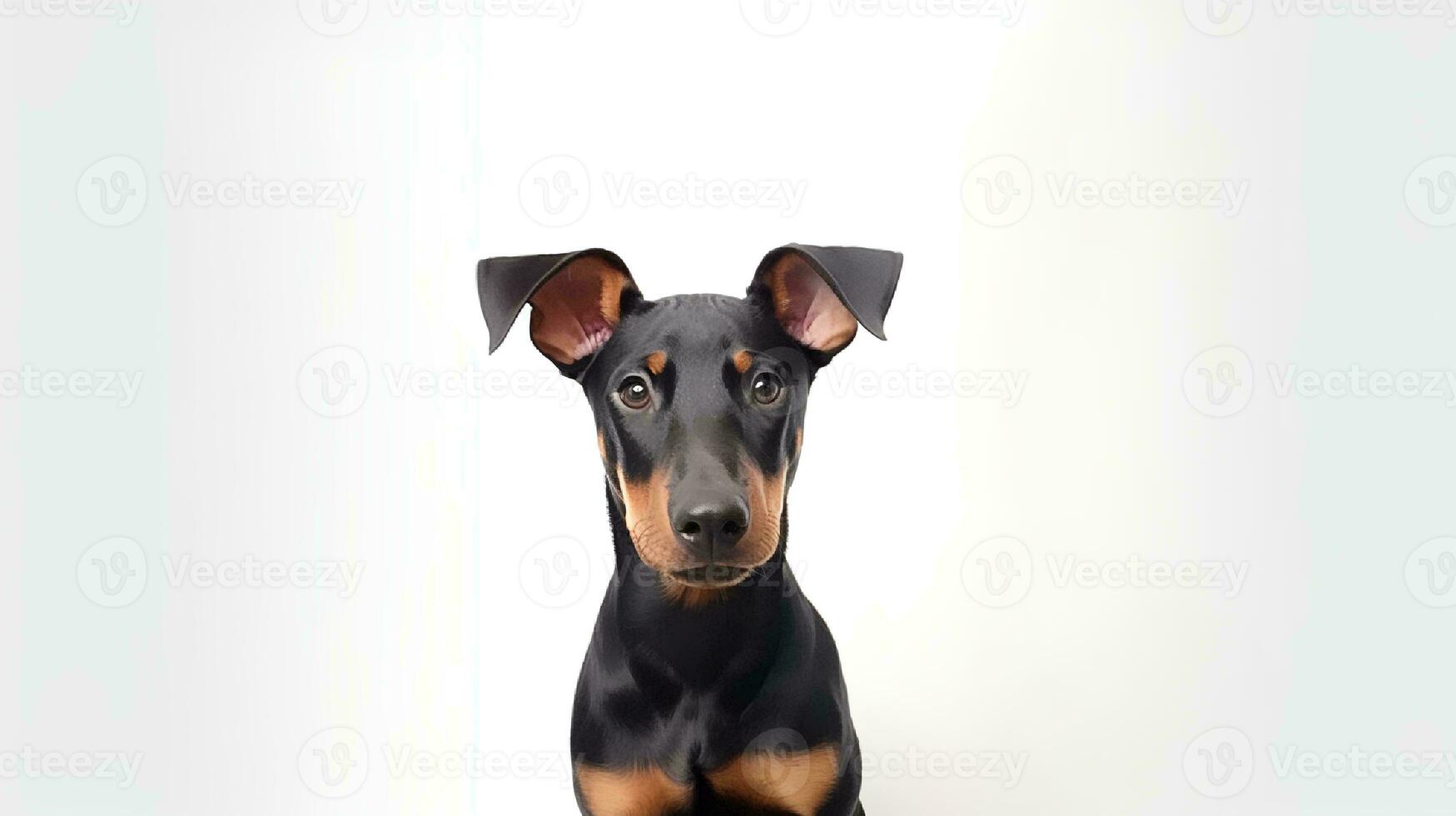 foto van een doberman Aan wit achtergrond. generatief ai