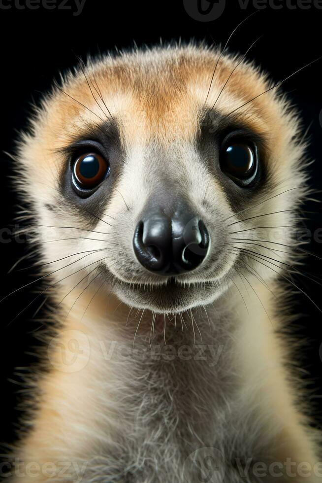 foto van meerkat Aan zwart achtergrond. generatief ai