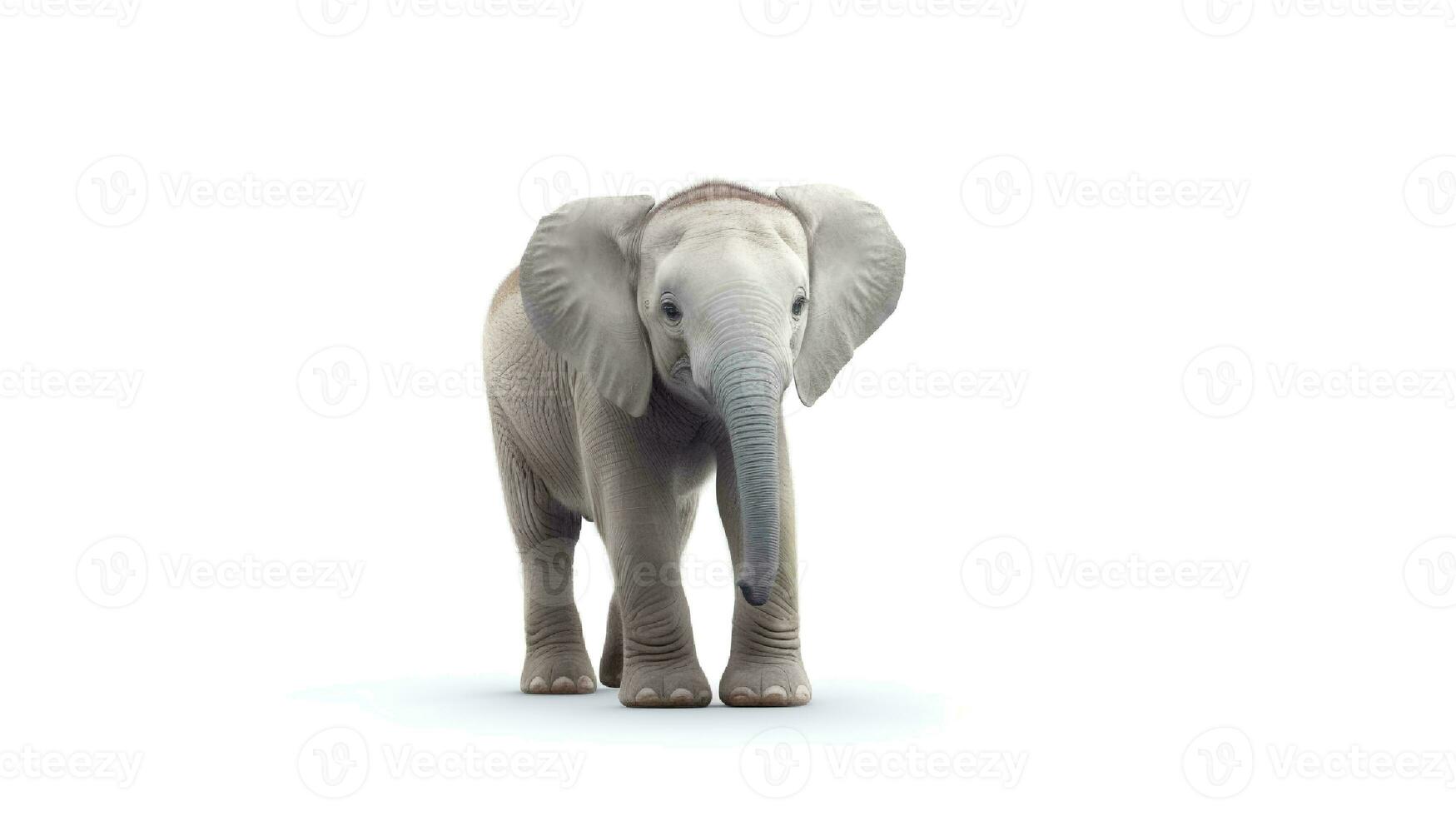 foto van een olifant Aan wit achtergrond. generatief ai