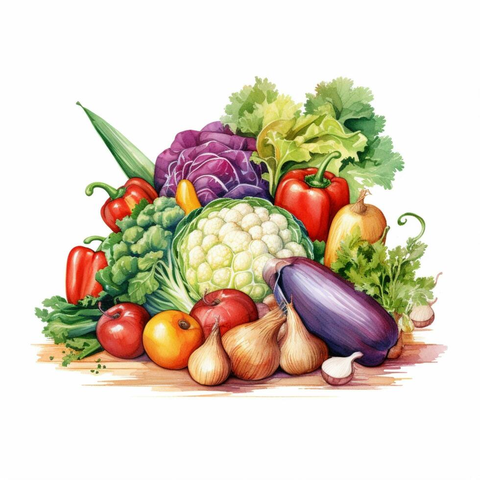 groenten Aan wit achtergrond illustratie foto