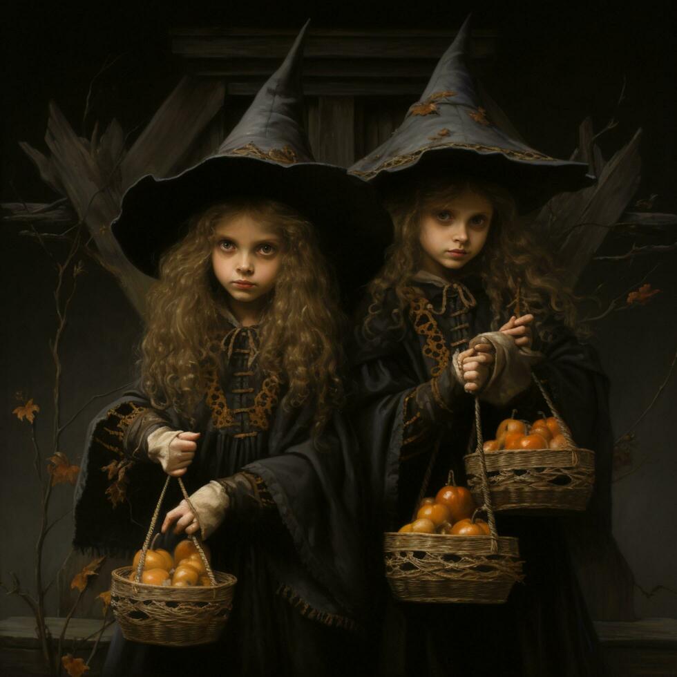 2 jong vrouw met halloween thema foto