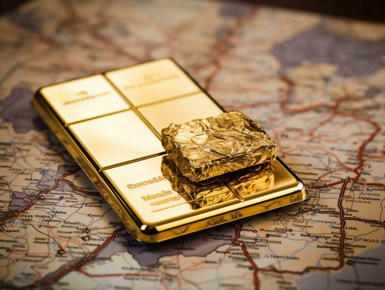 goud met kaart achtergrond foto