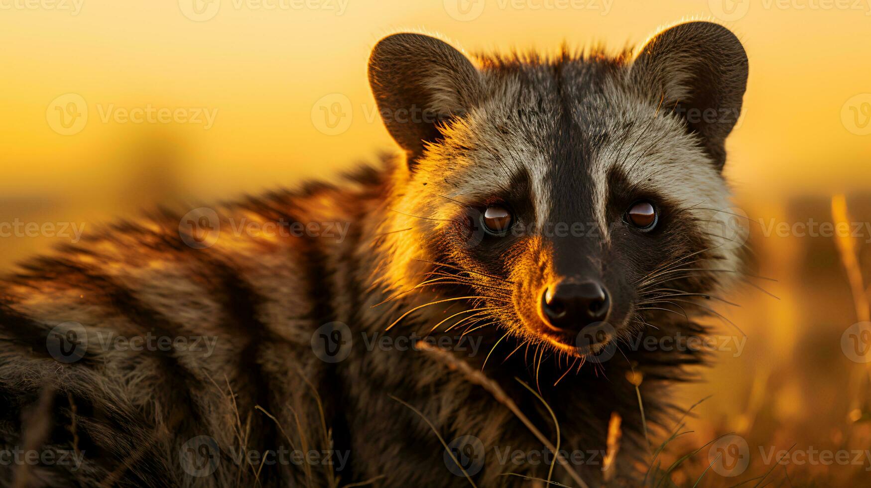 foto van Afrikaanse civet Aan savanne Bij zonsondergang. generatief ai