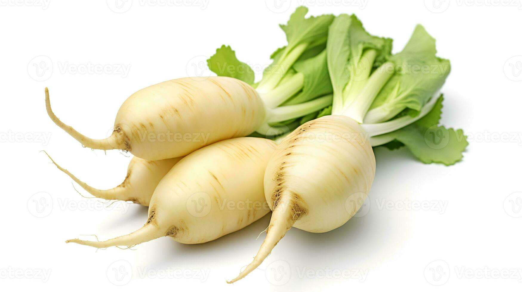 foto van daikon radijs geïsoleerd Aan wit achtergrond