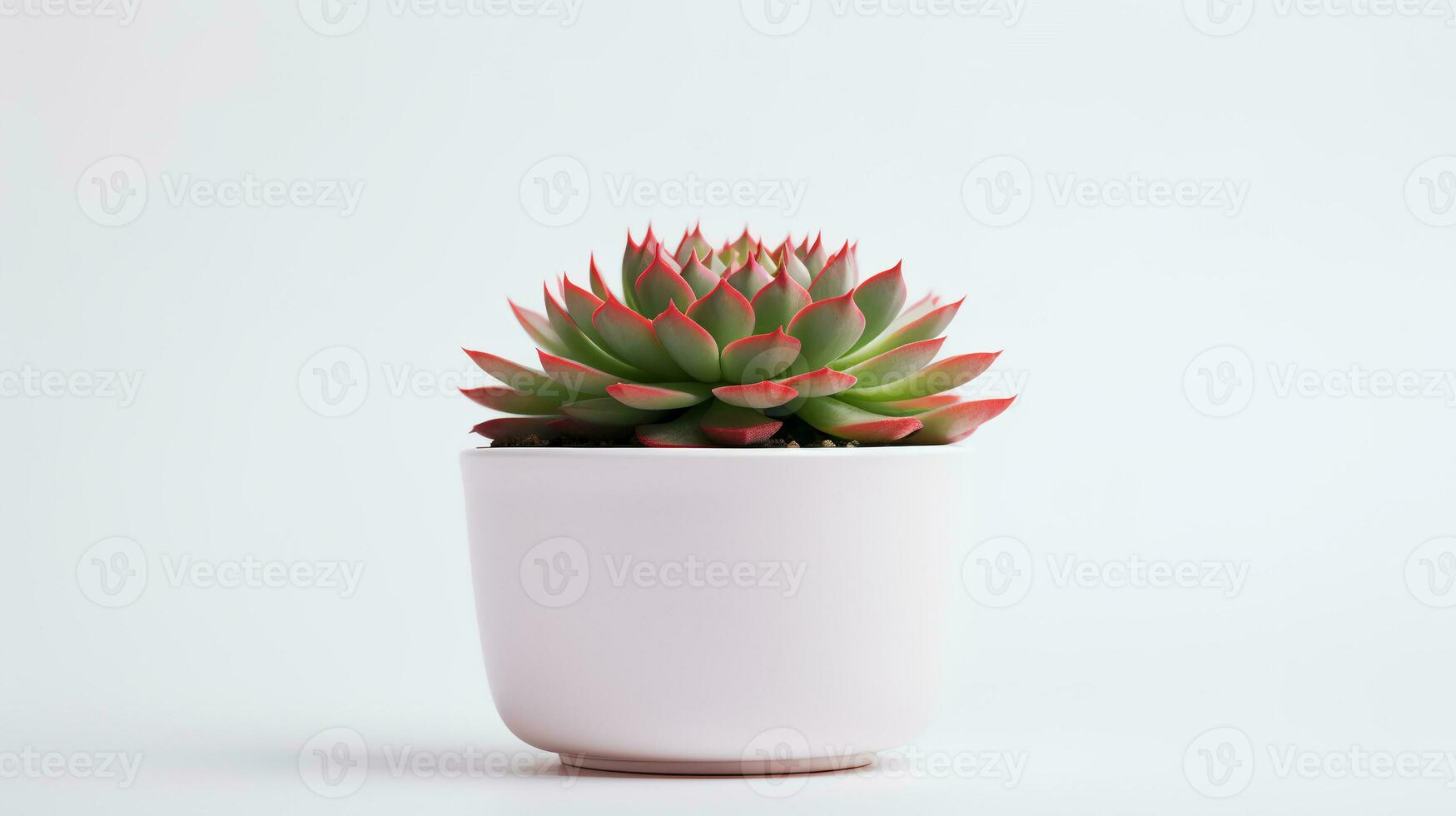 foto van sempervivum in minimalistische pot net zo kamerplant voor huis decoratie geïsoleerd Aan wit achtergrond. generatief ai