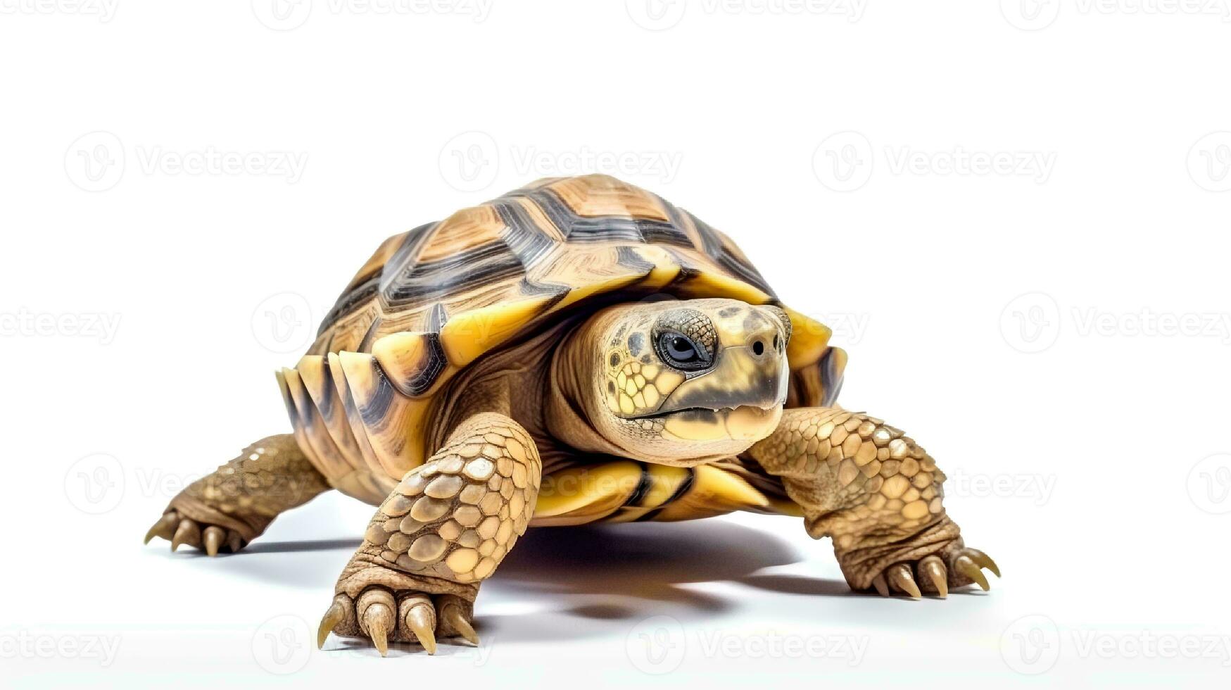 foto van een schildpad Aan wit achtergrond. generatief ai