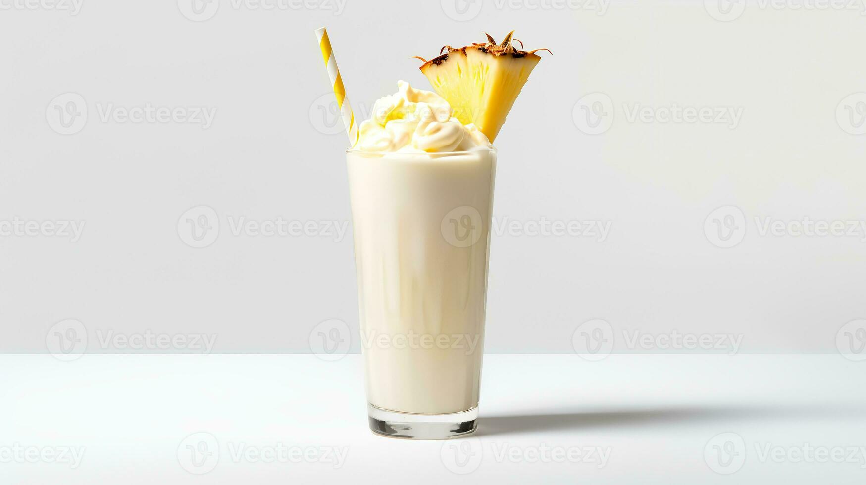 voedsel fotografie van pina colada met ananas brokken geïsoleerd Aan wit achtergrond. generatief ai foto