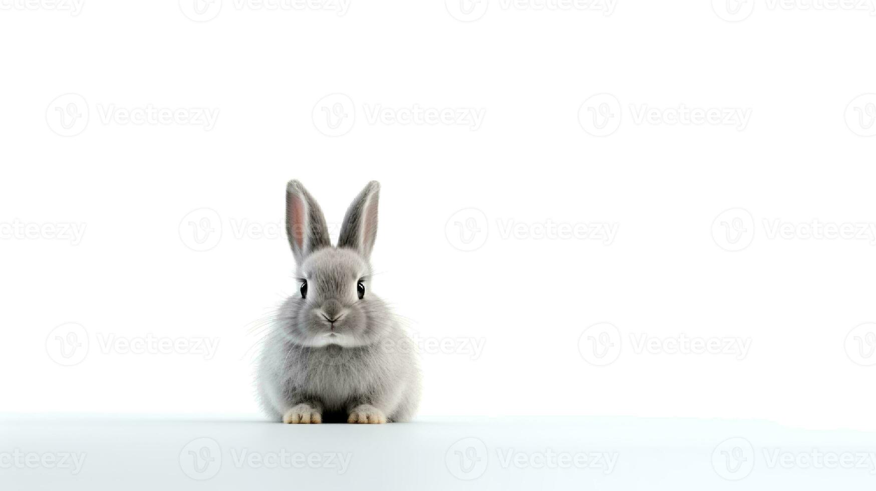 foto van een konijn Aan wit achtergrond. generatief ai