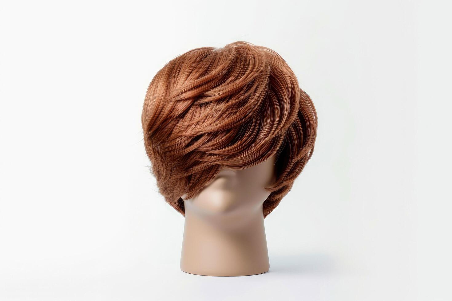 haar- pruik over- de plastic mannequin hoofd geïsoleerd over- de wit achtergrond, mockup met hedendaags Mannen kapsels, generatief ai illustratie foto