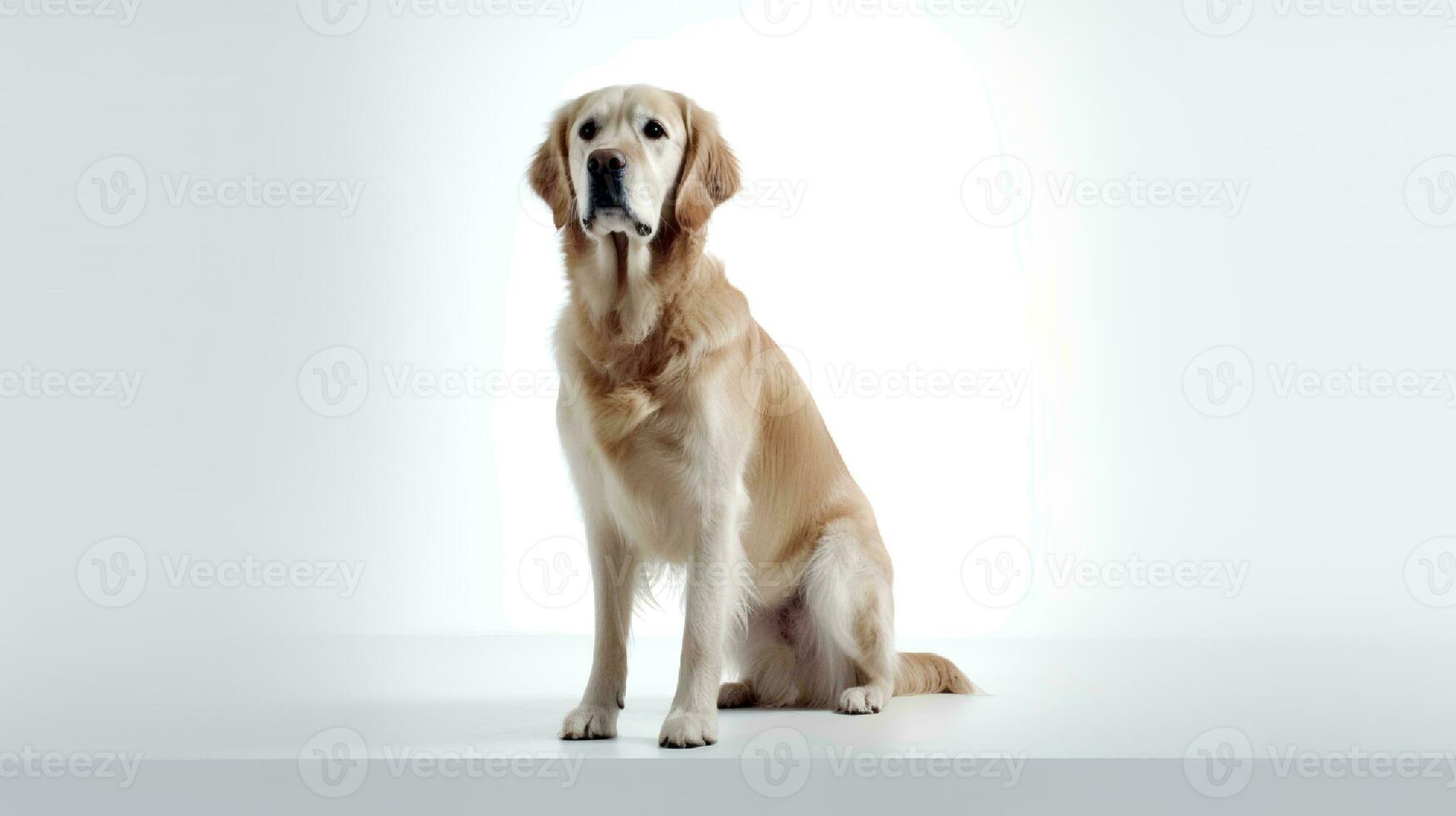 foto van een gouden retriever Aan wit achtergrond. generatief ai