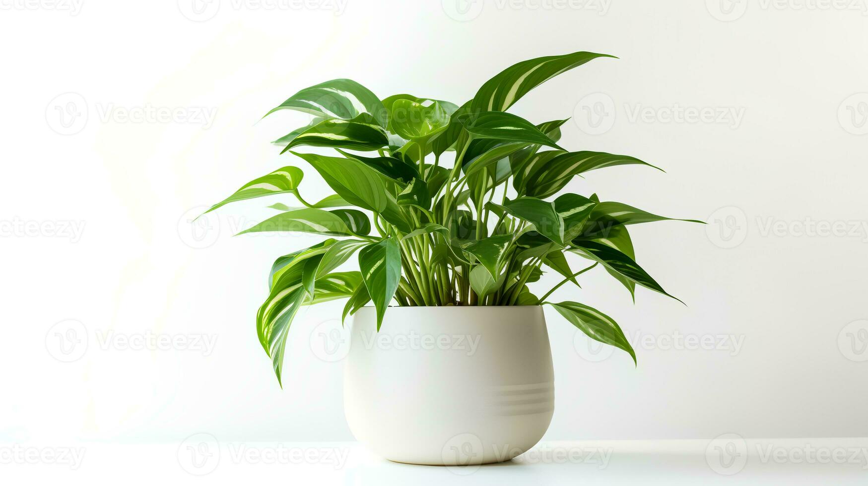 foto van anubiasine minimalistische pot net zo kamerplant voor huis decoratie geïsoleerd Aan wit achtergrond. generatief ai