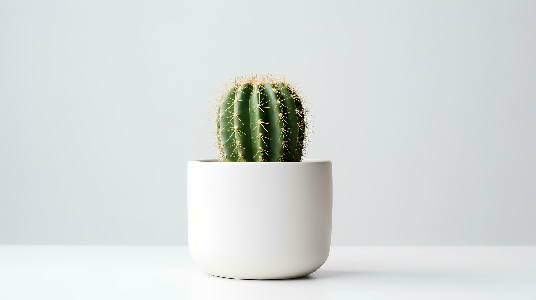 foto van cactus in minimalistische pot net zo kamerplant voor huis decoratie geïsoleerd Aan wit achtergrond. generatief ai