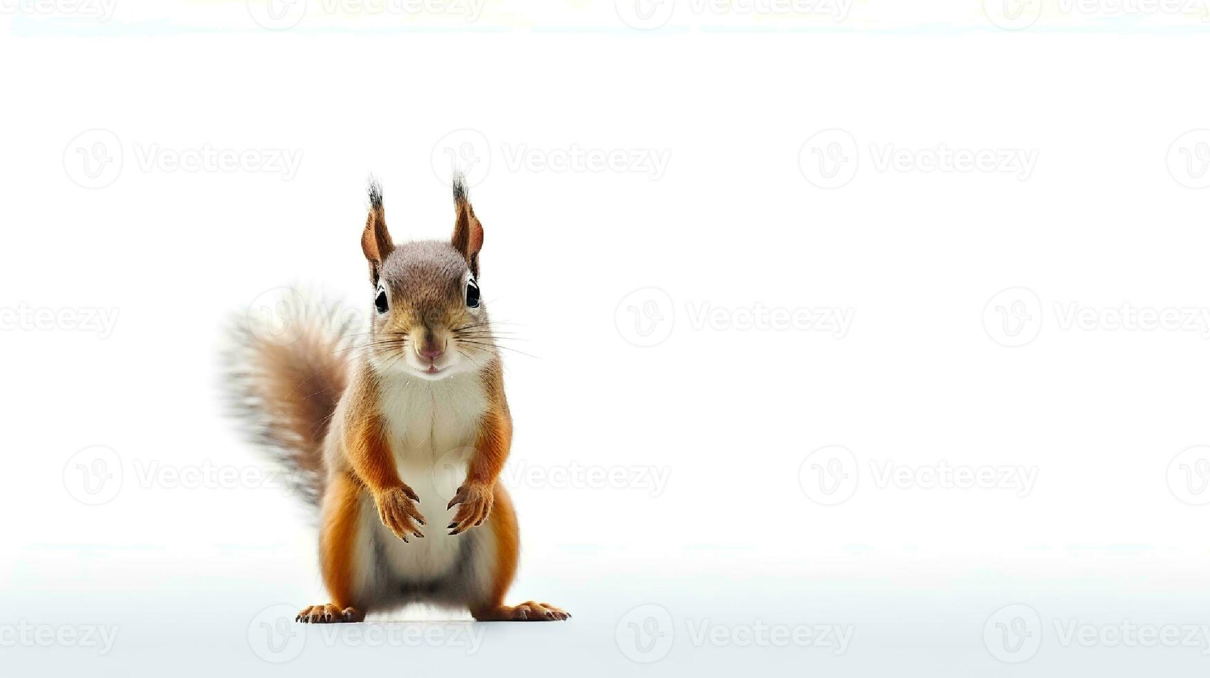 foto van een eekhoorn Aan wit achtergrond. generatief ai