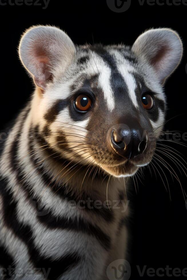 foto van Afrikaanse civet Aan zwart achtergrond. generatief ai