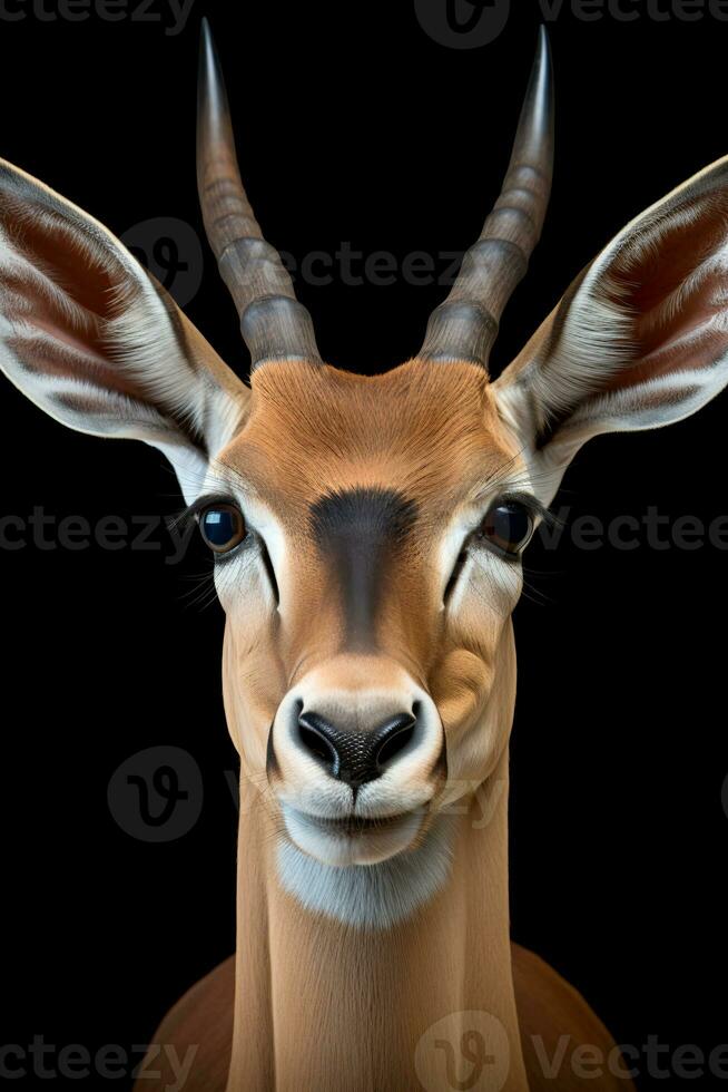 foto van thomsons gazelle Aan zwart achtergrond. generatief ai